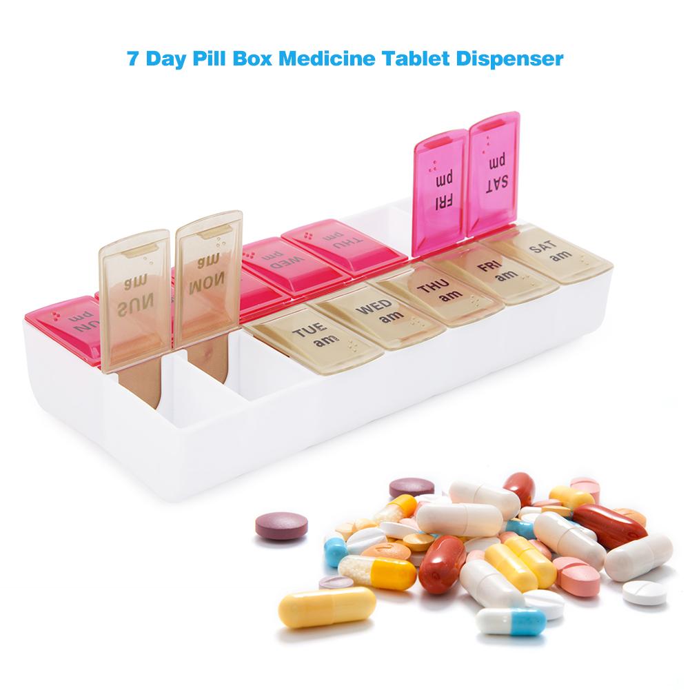 14Grids 7 Dagen Wekelijkse Pillendoosje Geneeskunde Tablet Dispenser Organizer Pillendoosje Wekelijks Splitters Pil Opslag Container