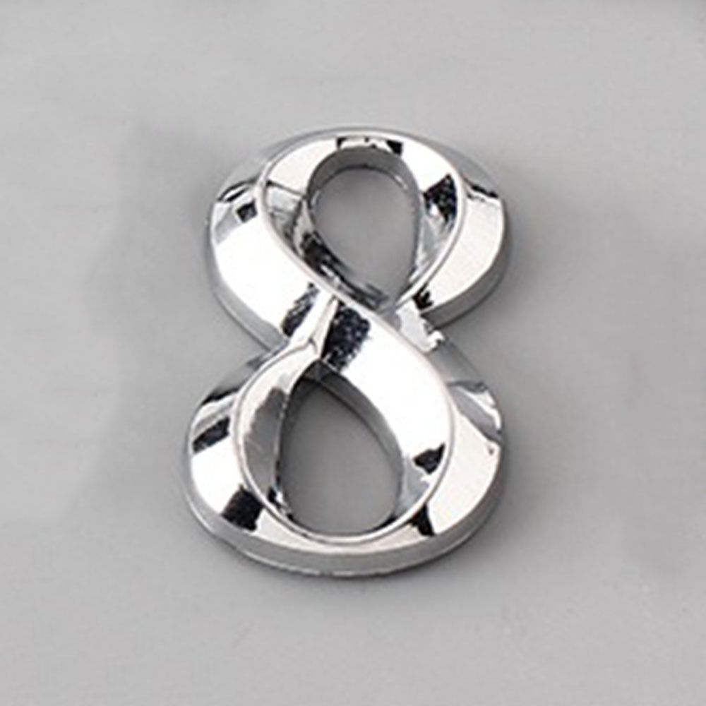 3D Self Adhesive House Number Stickers 5 Cm Silver Door Plate Sign Digits ABS Plastic Label Apartment Hotel Office Door Address: 8