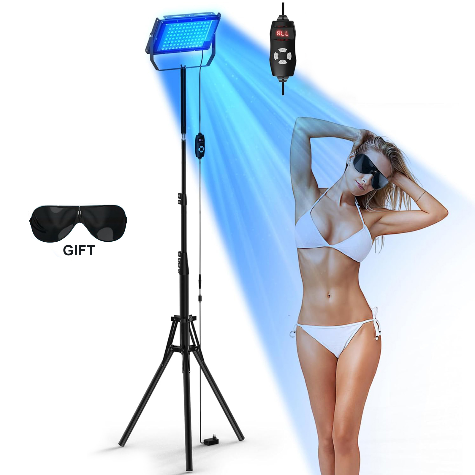 Ultraviolet zonnebanklamp met 50w statieven voor het bruinen van het lichaam , 96 stuks blauwlichtlampen met golflengte 460nm en 480nm voor huidverzorging.