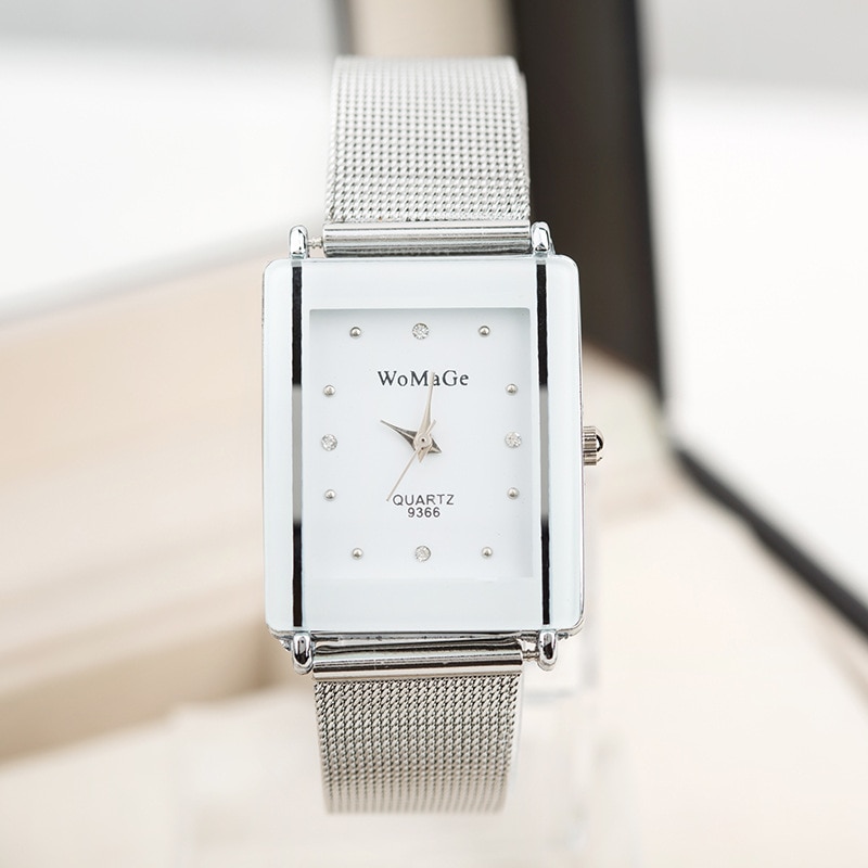 Dameshorloges rechthoekig horloge dames mesh riem quartz horloge dameshorloges relojes mujer relogio feminino
