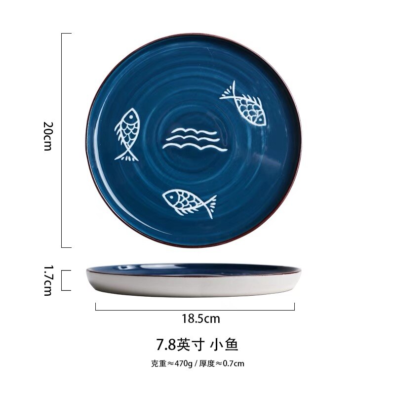 Vintage hand paint ceramic 8 inch dessert salad plate snack plate cake plate decoration tableware dinner set: D