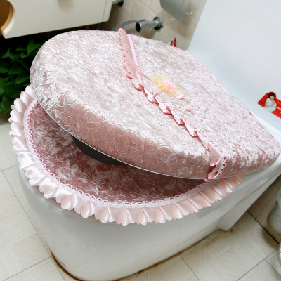 Luxus Samt Spitze Zwei-stück Wc Sitz Abdeckung einstellen Winter Warme Wasserdichte Schlecht Wc matt WC Töpfchen matt SWZ053: Rosa 2 Stücke