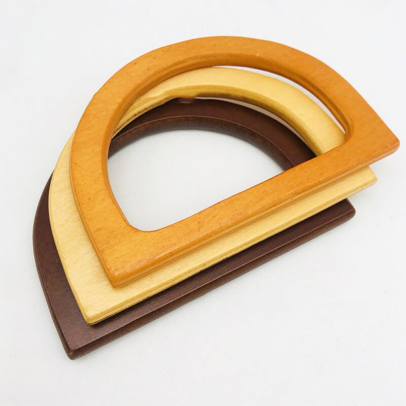 1 paire D forme en bois sac à main sac poignée matériaux bricolage à la main artisanat sac à main faisant des accessoires