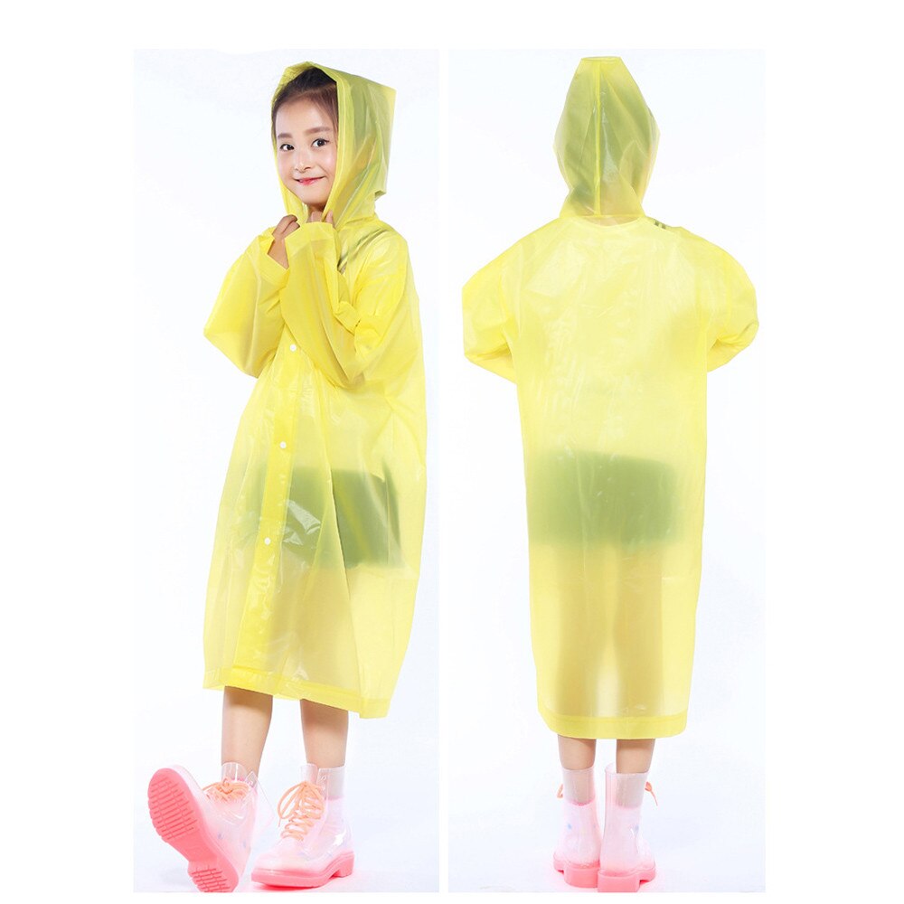 Portable Reusable Raincoats Children Rain Ponchos For 6-12 Years Old Convenient Outdoor Hiking Travel Rain Coat For Children: YE
