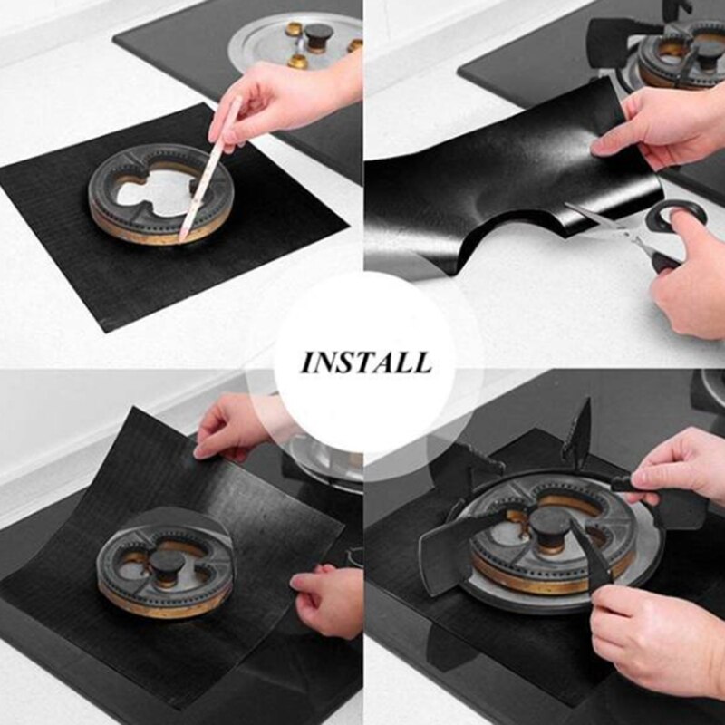 16Pcs Gas Hob Range Protectors Stovetop Burner Protector Liner Cover Cleaners Cooker Covers Reusable Gas Stove Mats
