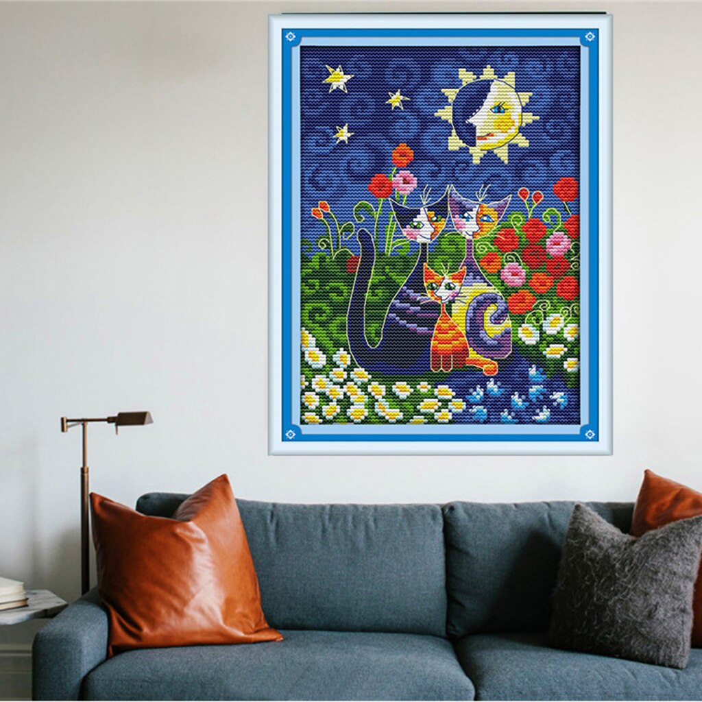 Modern Cross Stitch Kit for Beginners 11ct 14ct Counted Dimensions Stamped Kits: 19 x 28cm 14CT