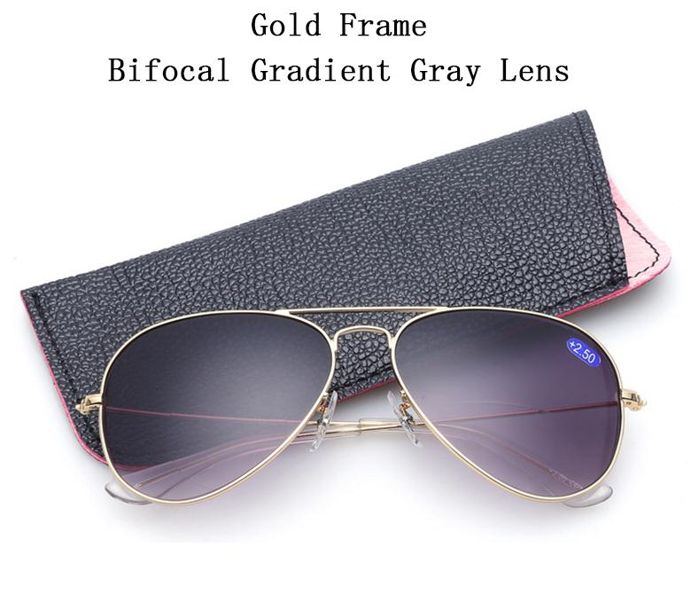 Unisex Pilot Bifocal Reading Glasses magnifier Women Men Look Near Far Gradient Lens Presbyopic Goggle Sunglasses Send Case L3: +100 / 2