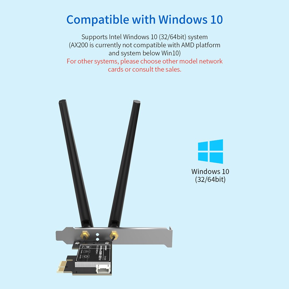 Comfast AX200 Pcie X1 Dual Band Draadloze Netwerkkaart 2.4Ghz 5Ghz Bluetooth Wifi Adapter Ontvanger Met Antenne