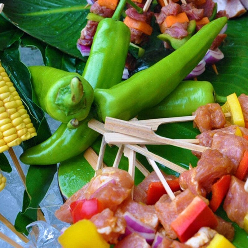 500 Pcs Bambus Spieße-7 Zoll Bambus Picks Paddel Spieße BBQ Picks für Grillen Im Freien, Kebab, fondue und Mehr