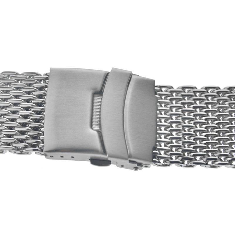 18/20/22/24mm Steel Dive Shark Mesh for Milanese Watch Bracelet Strap Band Weaving Double Snap Strap