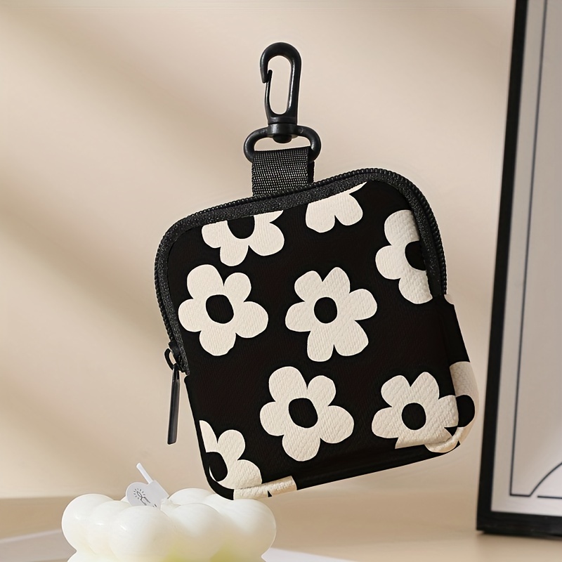 1 small flower pattern printed large capacity coin wallet, digital printed coin wallet storage bag, ideal choice for
