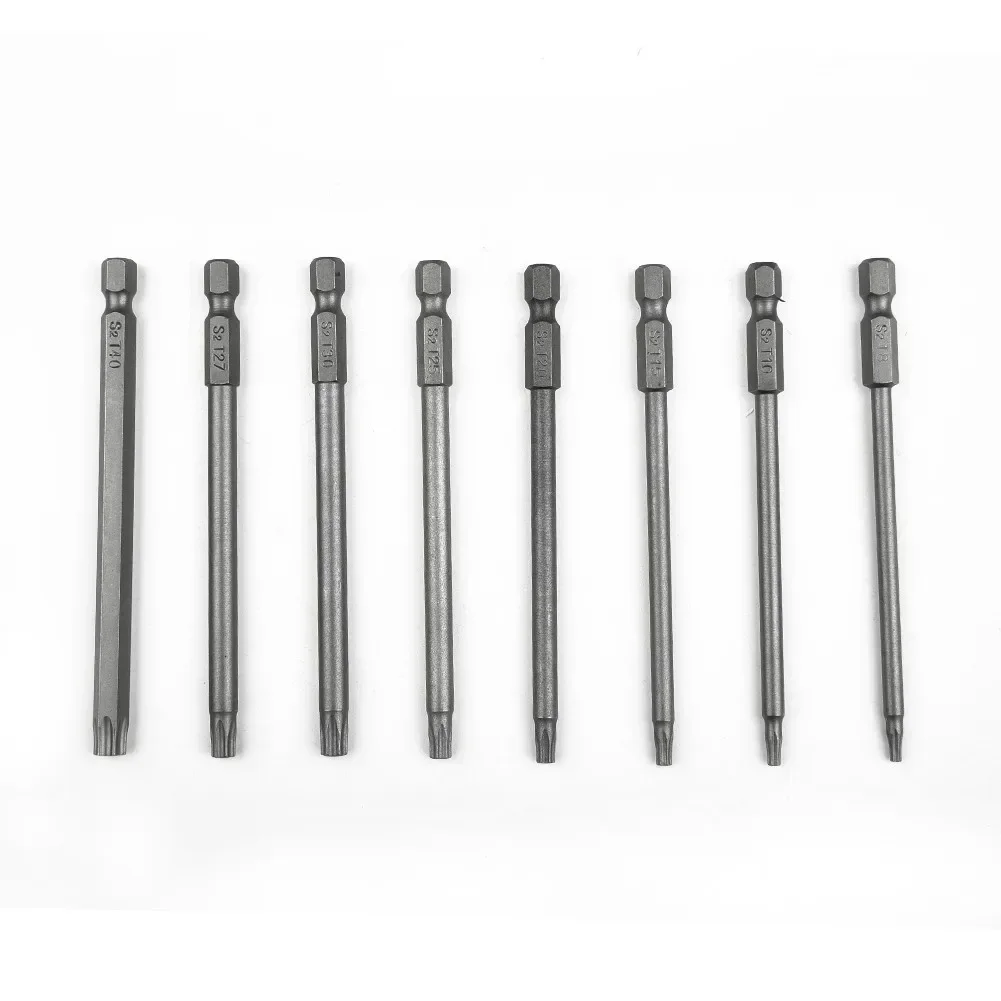 1pc magnethode torx-skrutrekkerbits 100mm lange skrutrekkerbits håndverktøy skrutrekker i legert stål  t8/10/15/20/25/27/30/40