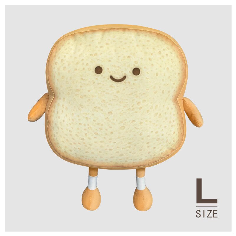 Emotional Bread Toast Plush Pillow Happy Angry Cartoon with Legs S-XL Snack Decor Food Pillow: 40cm Light Brown L