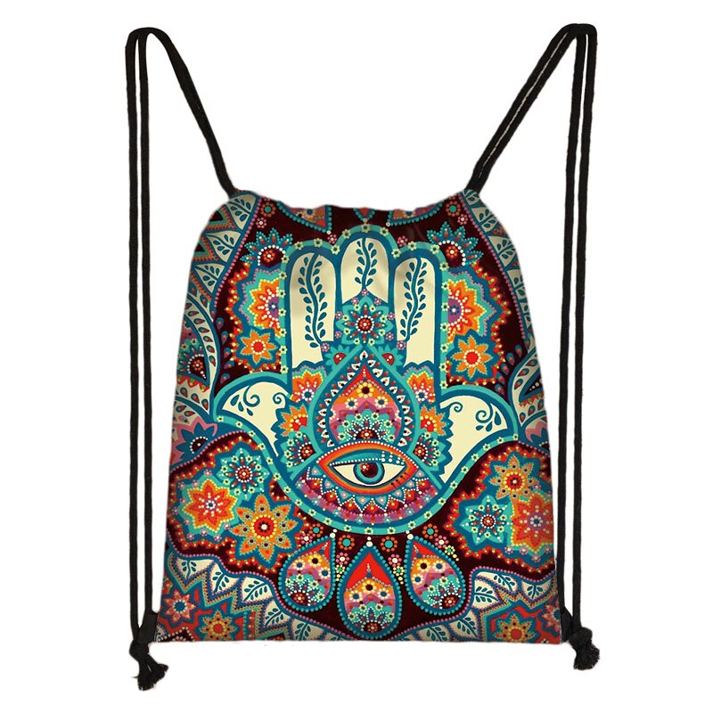 Mandala/hamsa fatima hand/buddha lotusblomma ryggsäck kvinna dragsko väska flickor förvaringsväska dam resväska: Skdmandala 05