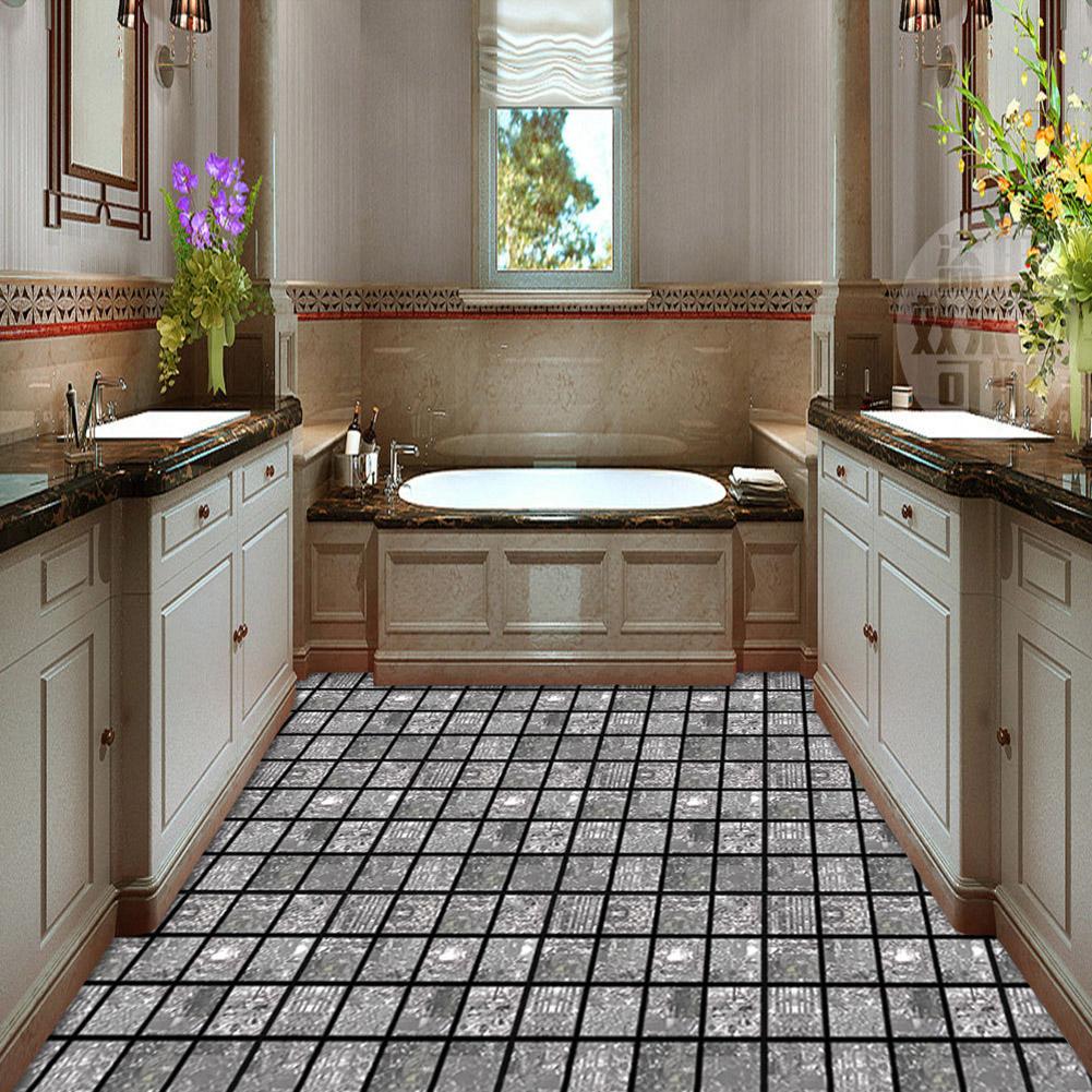 6pcs Waterproof Tiles Mosaic Stickers Mildew-proof Surface Covered with Film Kitchen Bathroom Toilet Adhesive Wallpaper