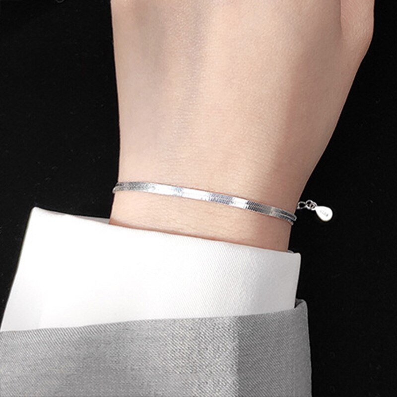 Inzatt Echt 925 Sterling Zilveren Geometrische Armband Voor Mode Vrouwen Party Hiphop Fijne Sieraden Minimalistische Accessoires