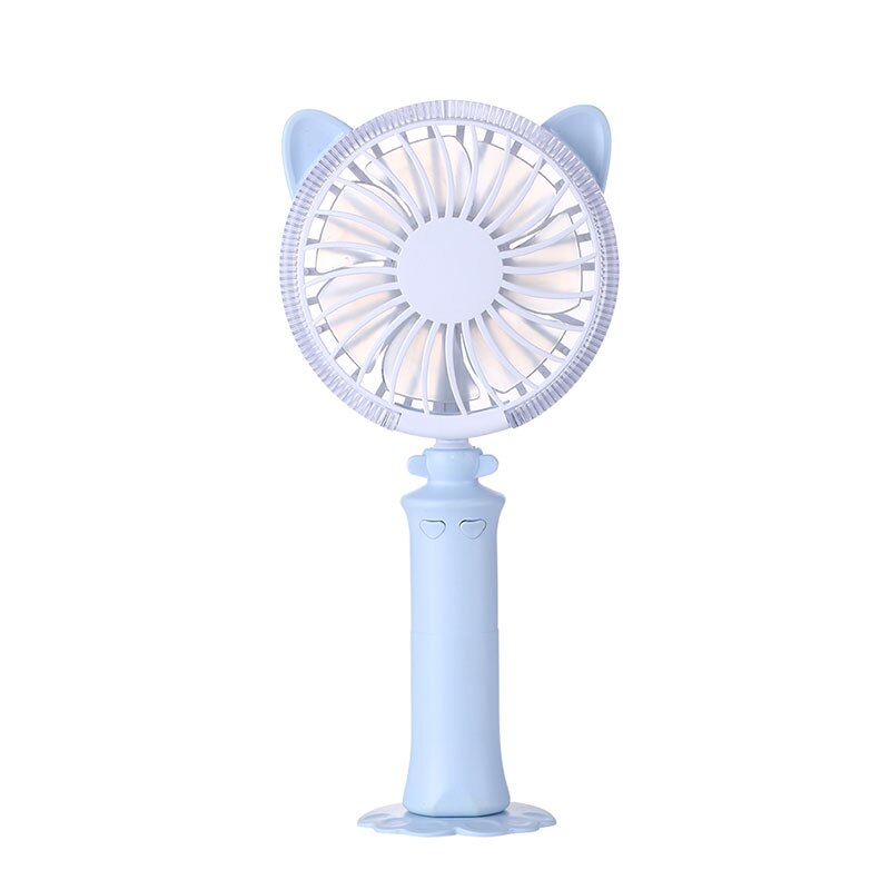 Ventilador de refrigeración de verano, miniventilador portátil con USB, eléctrico, con luz LED, para casa, oficina, estudiante, de seguidor: Blue