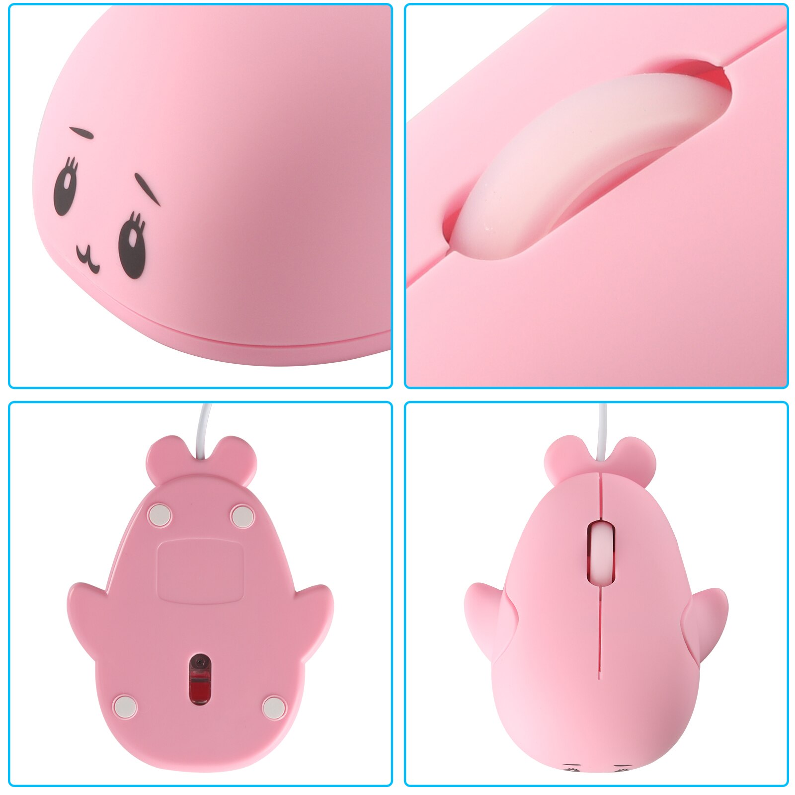 Mini Wired Mouse Cute Dolphin Ergonomic Mause 1600 DPI Optical USB Pink Girl Portable Mice For PC Laptop