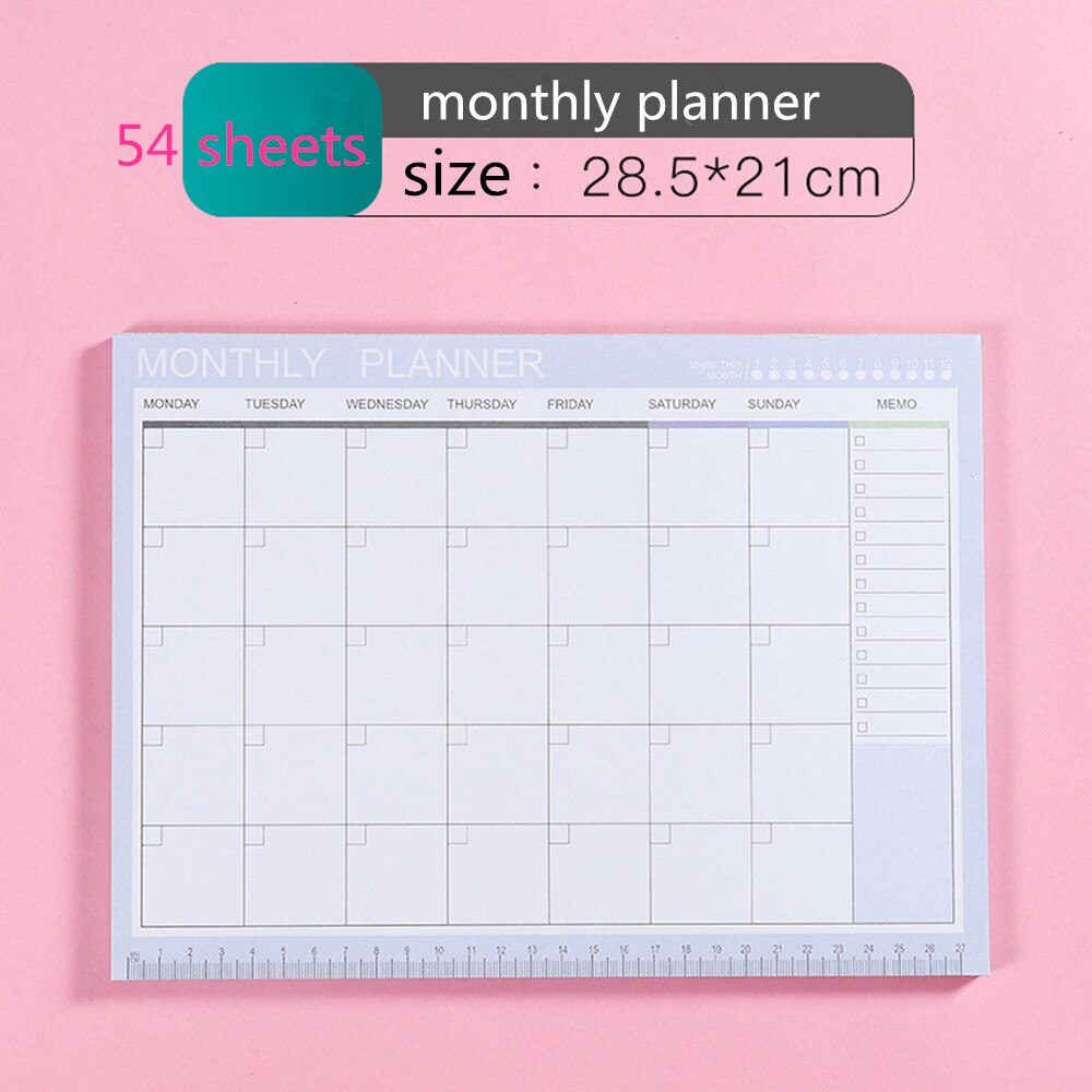 A4 Notebook Kawaii Dagelijks Wekelijks Maandelijkse Jaarlijks Kalender Planner Agenda Schedule Organizer Journal Boek Stationaire: monthly purple