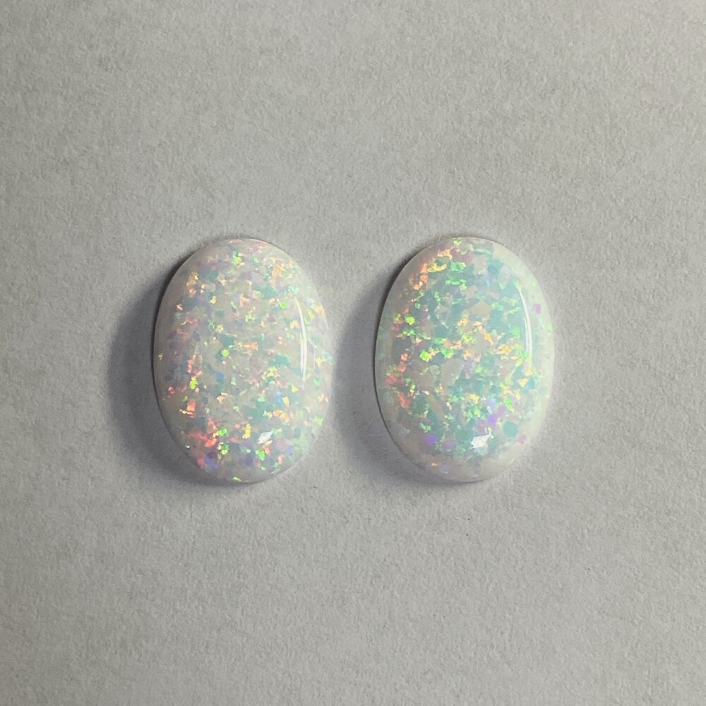 Labor Erstellt Flatback Cabochon Oval 16x12mm Weiß Feuer Opal Perlen Stein Für Ring, Der