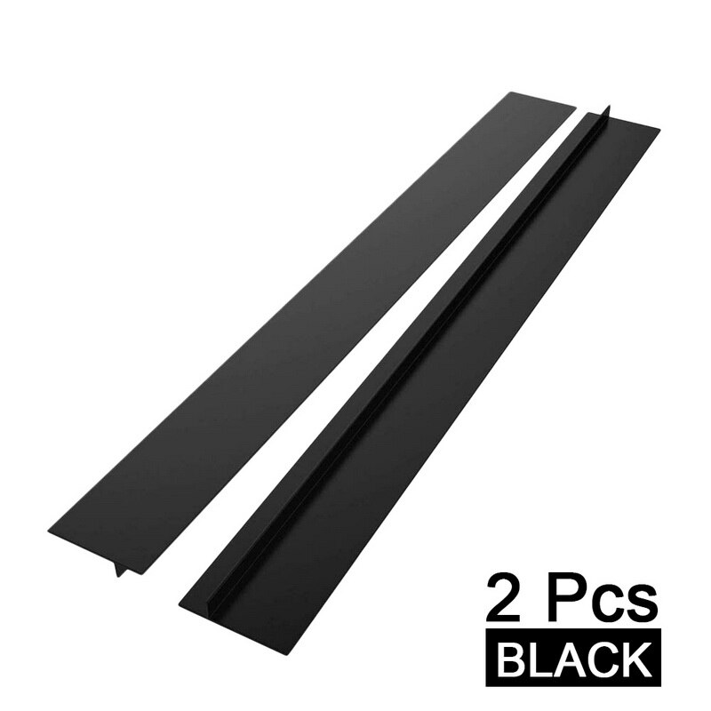 Filler Sealing Spills Gap Fillers Easy Clean Gaps Cover Kitchen Supplies 21 inch Silicone Stove Counter Gap: 2pcs black
