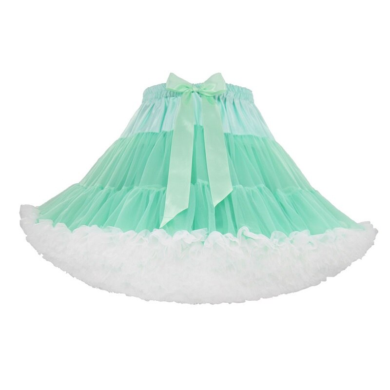 Korte Puffy Cosplay Rode Lolita Petticoat Crinoline Halloween Roze Tule Jurk Onderrok Rockabilly Volwassen Tutu Rok Jupon Femme: Mint plus White