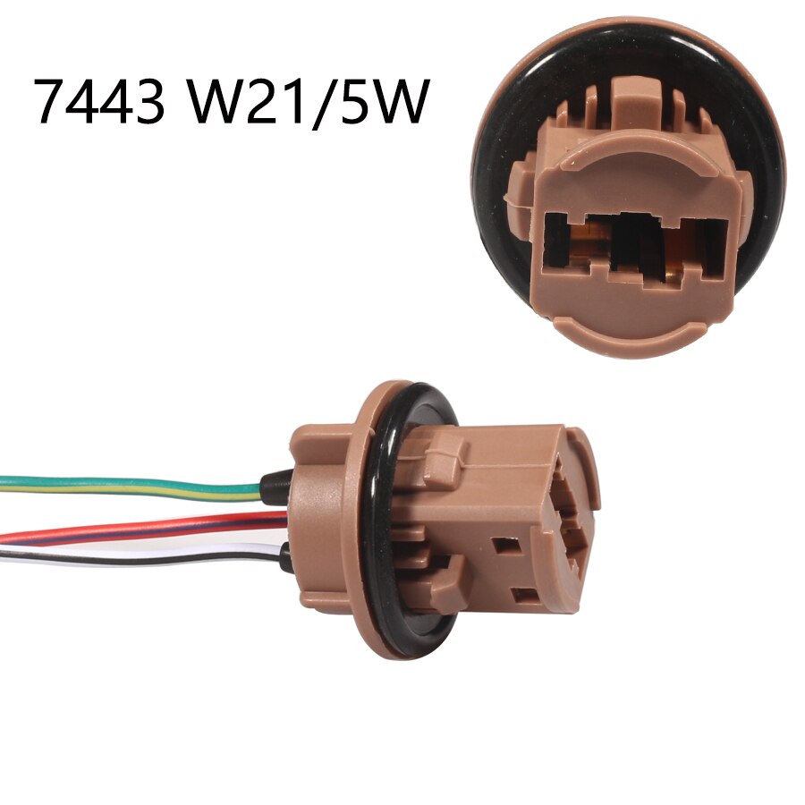 NHAUTP 2Pcs T20 7443 Socket Adapter W21/5W 7440 W21W LED Connect Wiring Holder Car Brake Light Reverse Lamp Base: T20 7443