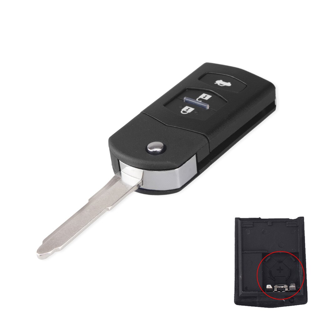KEYYOU 3 Button For Mazda 3 5 6 M6 RX8 MX5 Flip Folding Remote Car Key Shell Replacement Cover Case Fob with Battery Holder: small battery holder
