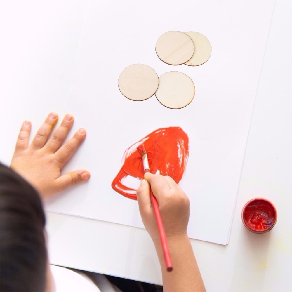 50pcs Wooden DIY Wafer Small Round Disc Diy Wooden Small Wafer