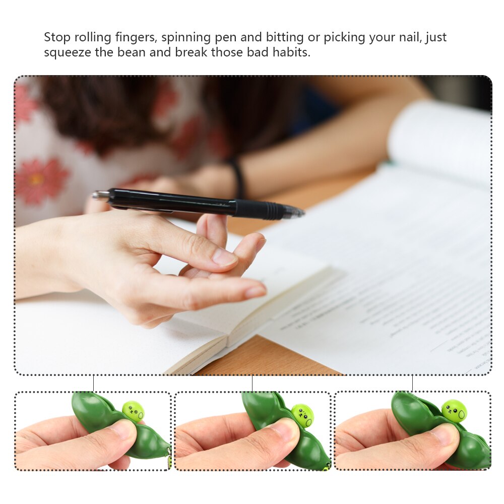 Knijp de bonen, schattige sleutelhanger, speelgoed, groene sojabonen, plastic anti-stress speelgoed, sleutelhanger, anime snuisterijen, sleutelhanger, knijpspeelgoed