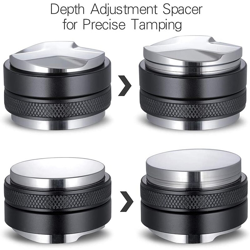 51mm espresso tukle & distributør, dobbel hode kaffebunn, justerbar dybde espresso hånd tukle
