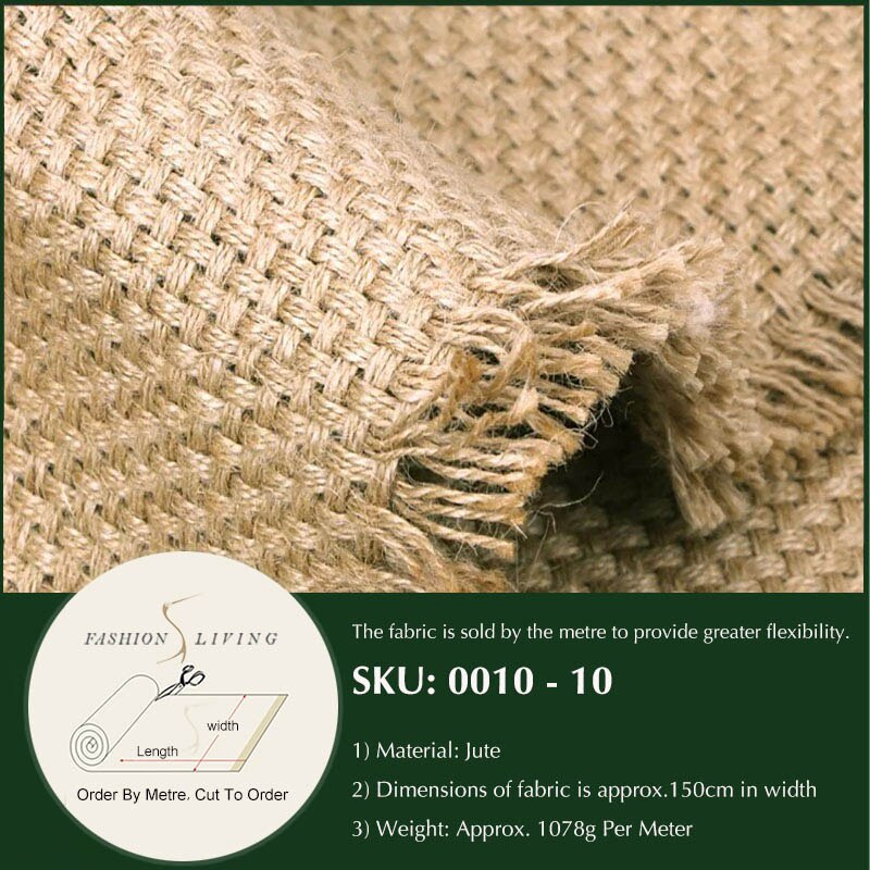 Klassisk jutebrun grov säckväv grovt tyg klädsel naturligt hantverksmaterial i metervara: 10-150cm breda
