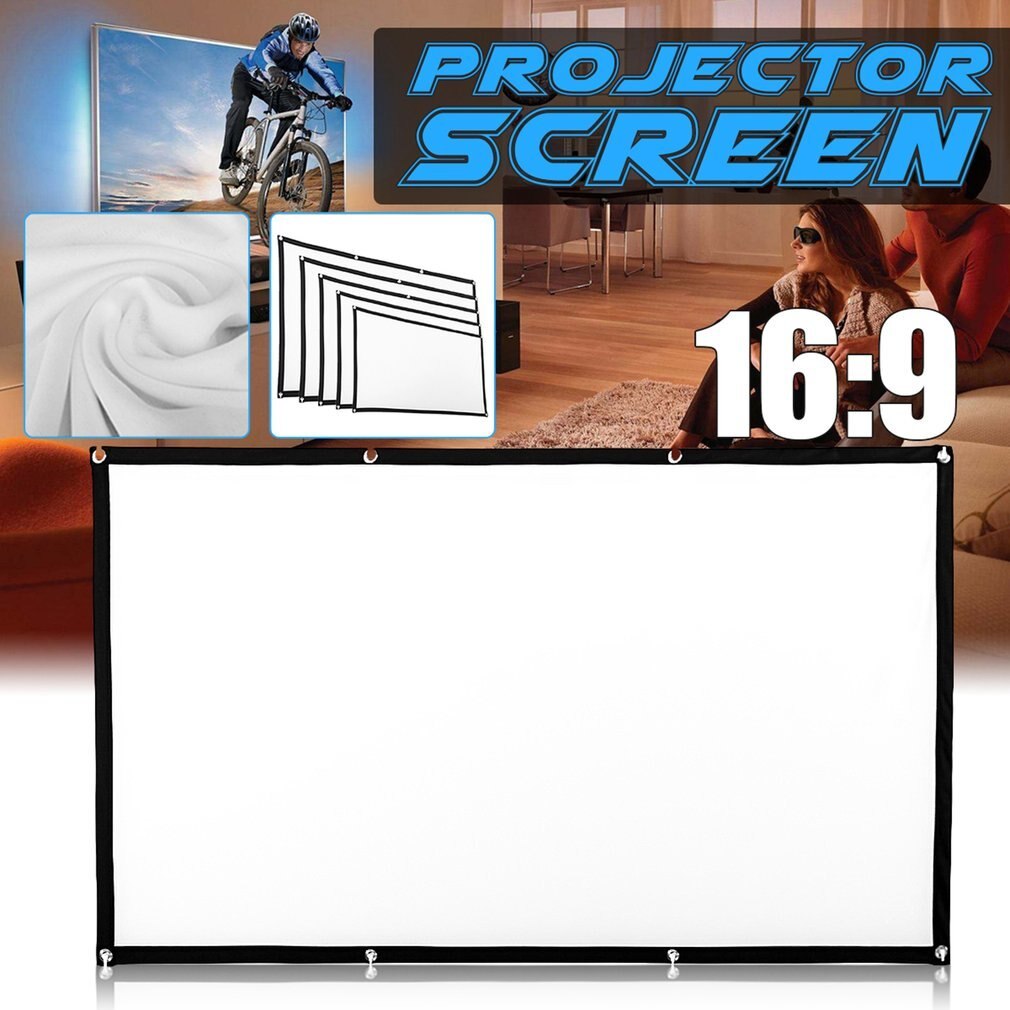 Portable Foldable Movie Projector Screen 16:9 Projection HD Home Theater Screen for Party Meeting Public Display Screen Wall