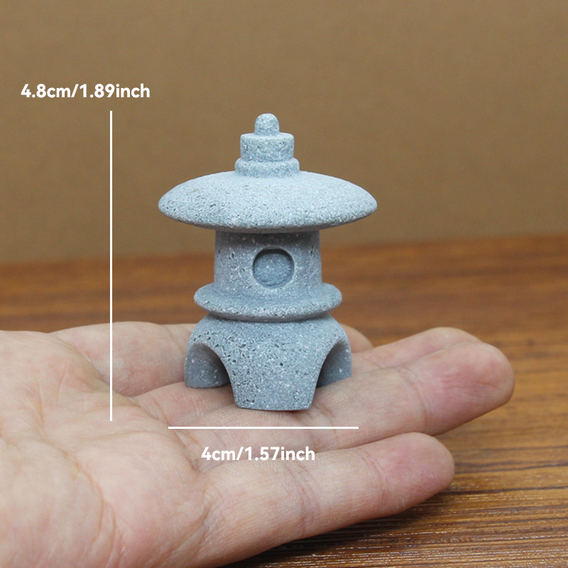 Torre de piedra de arena en miniatura Zen Vintage, adornos de pabellón, figuras de farol, bonsái de jardín japonés, decoración del hogar: Gris oscuro