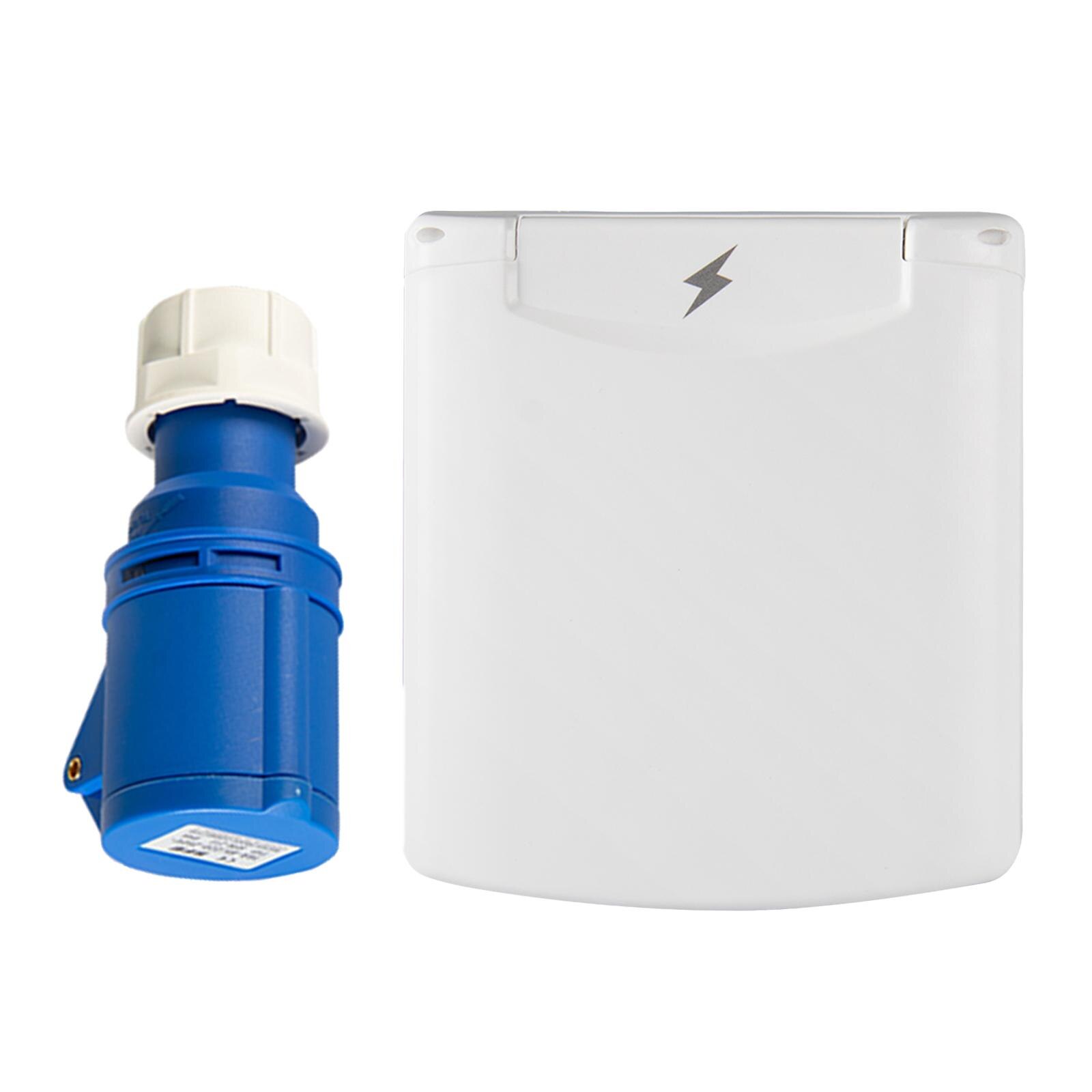 16A RV External Power Plug and Socket IP44 Waterproof Electrical Weatherproof Wall Outlets Fit for Outdoor Vacation Travel