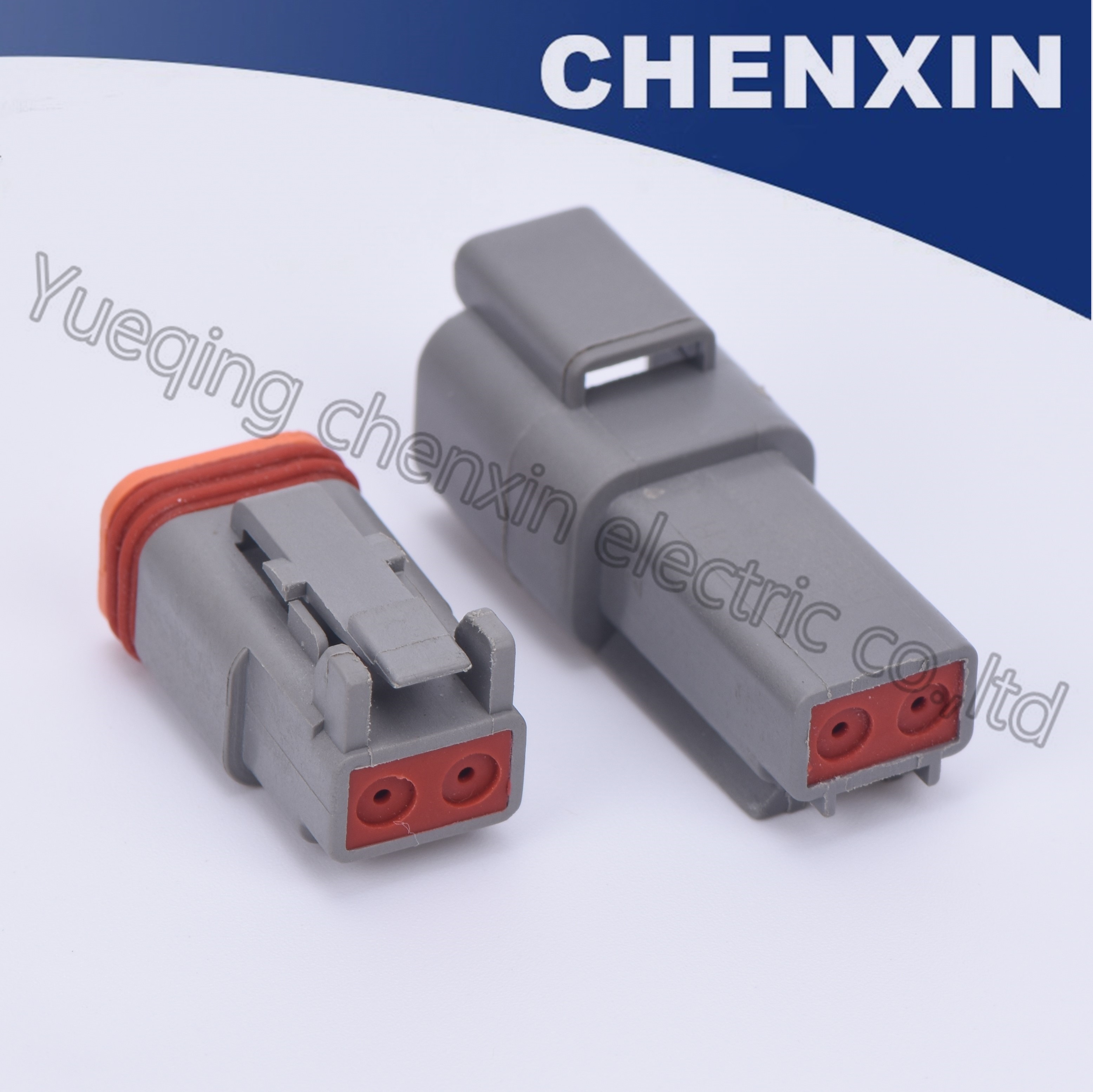 Gray 2 pin car waterproof auto connectors Deutsch 2p female and male 1.5 DT series With machined solid terminal DT06-2S DT04-2P