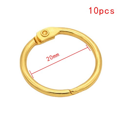5-10Pcs/Set Gold Metal Ring Binder 15-50mm DIY Loose-leaf Book Hoops Opening Office Binding Supplie Photo Albums: 20MM