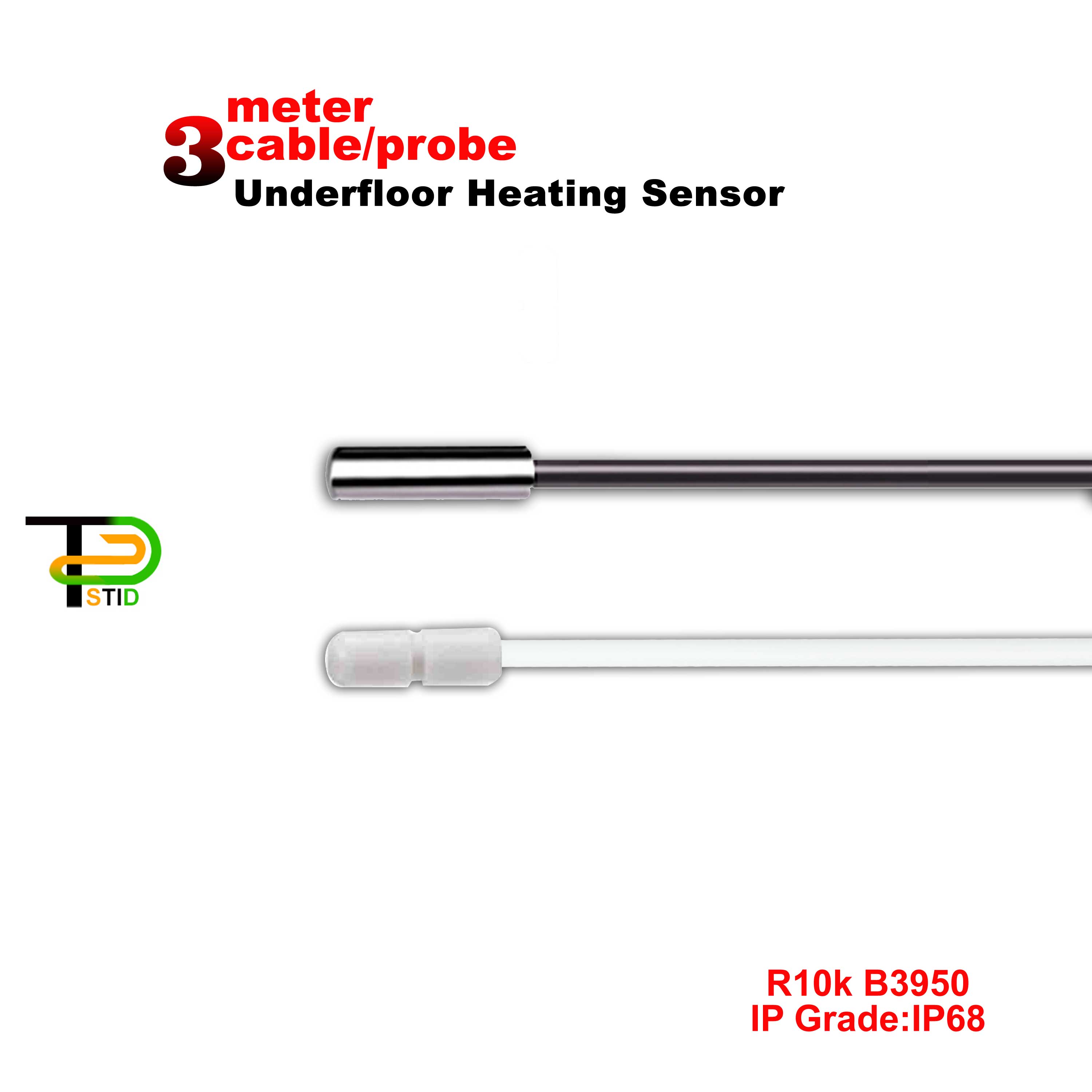 Gulvvarmetermostat temperaturføler for termistor 3950 ntc 10k kabel 3m