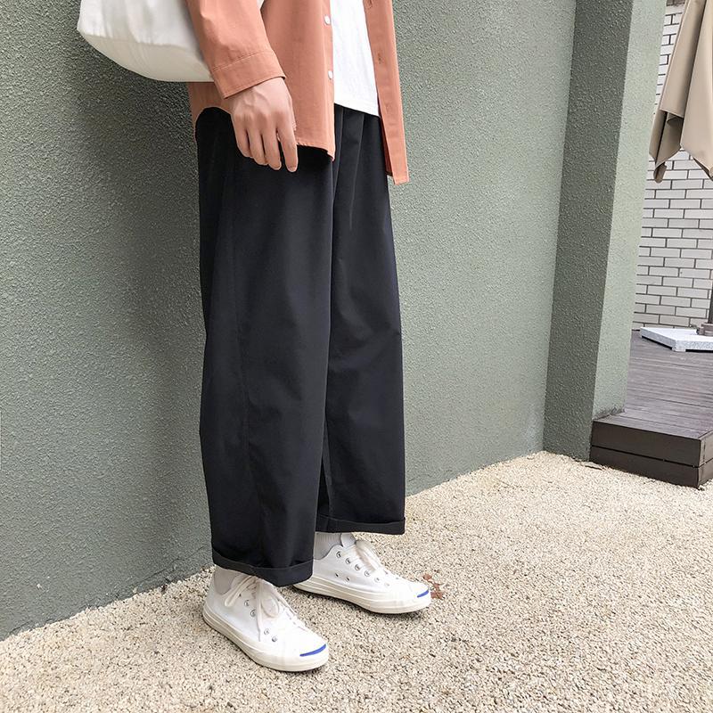 Brede ben bukser mænd kvinder streetwear hip-hop fritidsbukser japansk elastik talje løs jord farve baggy jogger mænd tøj