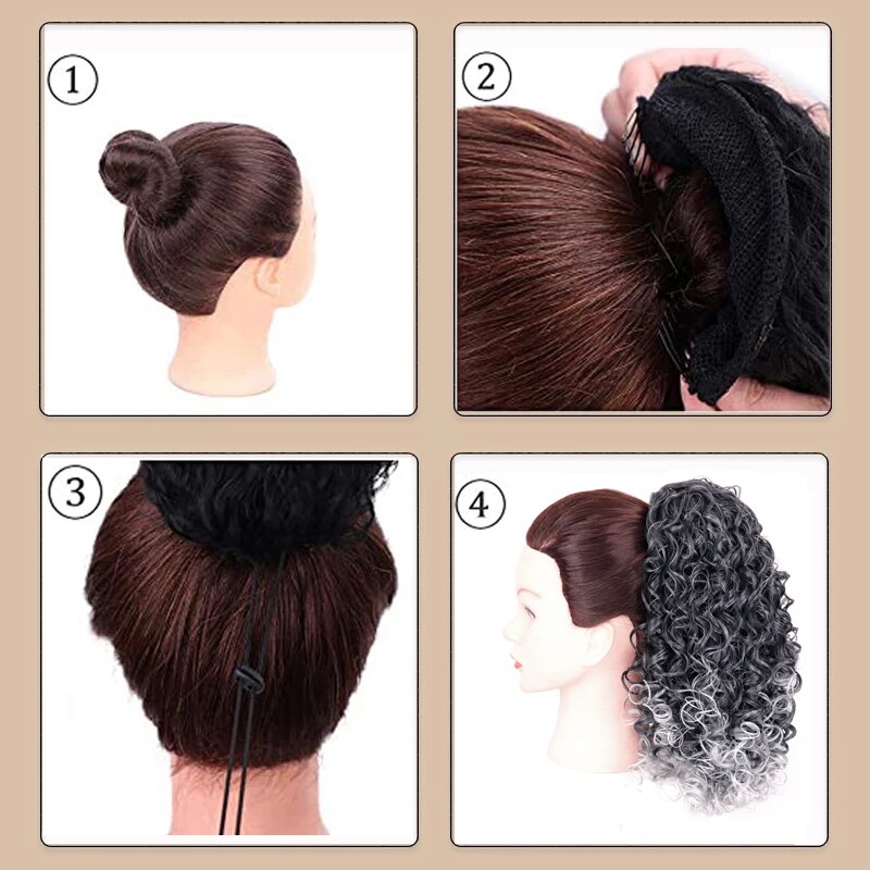 LISI GIRL Synthetic 12-inch Curly Drawstring Ponytail Natural Heat-resistant Fiber Weird Wig Ponytail Wearing Two Clips