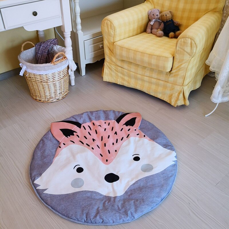 90Cm Kids Play Game Matten Ronde Tapijt Tapijten Mat Katoen Vos Kruipen Deken Vloer Tapijt Voor Kinderkamer Decoratie ins Baby