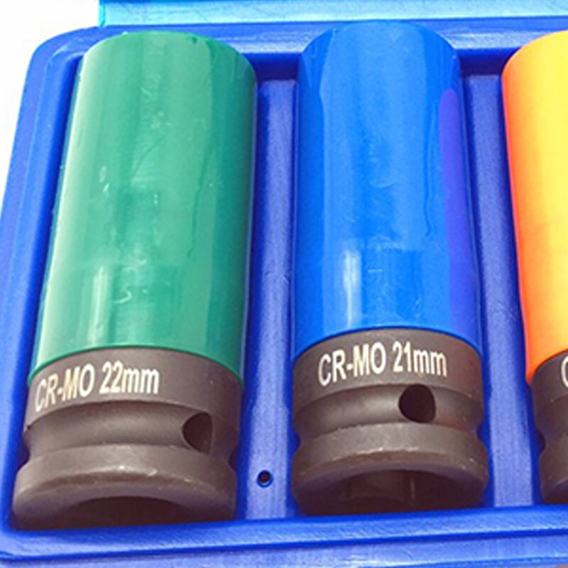 1/2-Inch Drive Impact Deep Socket Set with Color Plastic Protective Sleeves,CR-MO Material Metric 4-Piece