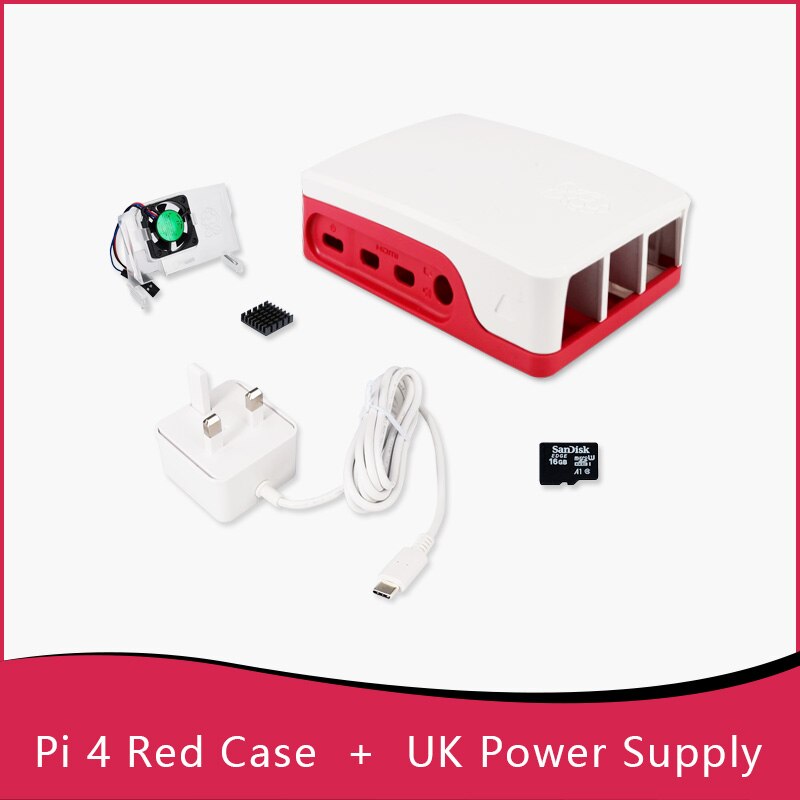 Raspberry Pi 4 custodia ufficiale Raspberry Pi 4 Case Fan EU/UK/US USB-C alimentazione: RED CASE-FAN-UK PS