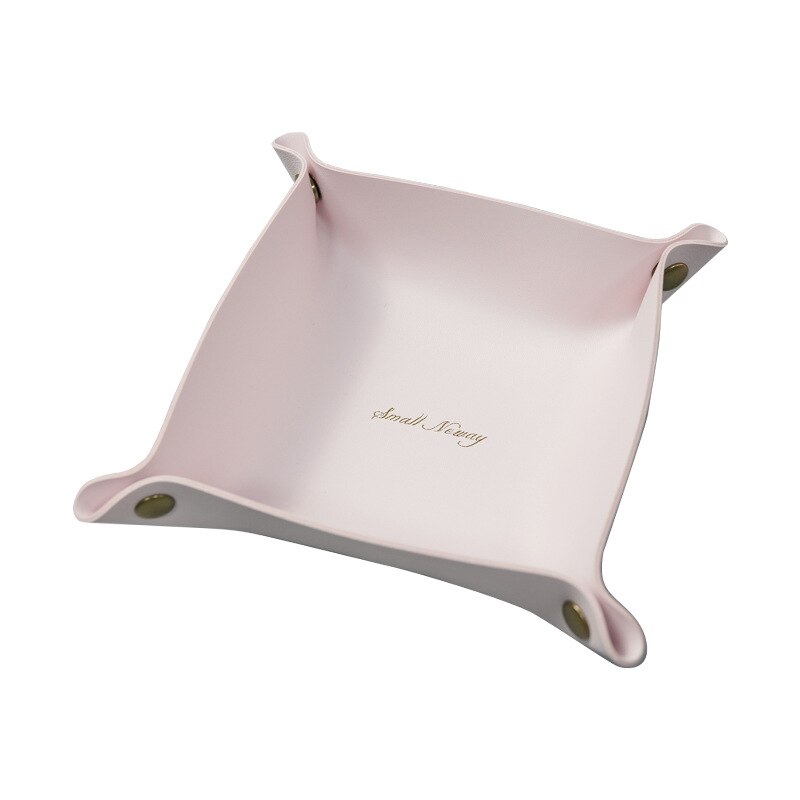 PVC Desktop Storage Tray Key Storage Bathroom Storage Box Waterproof Mini Cosmetic Bag: pink