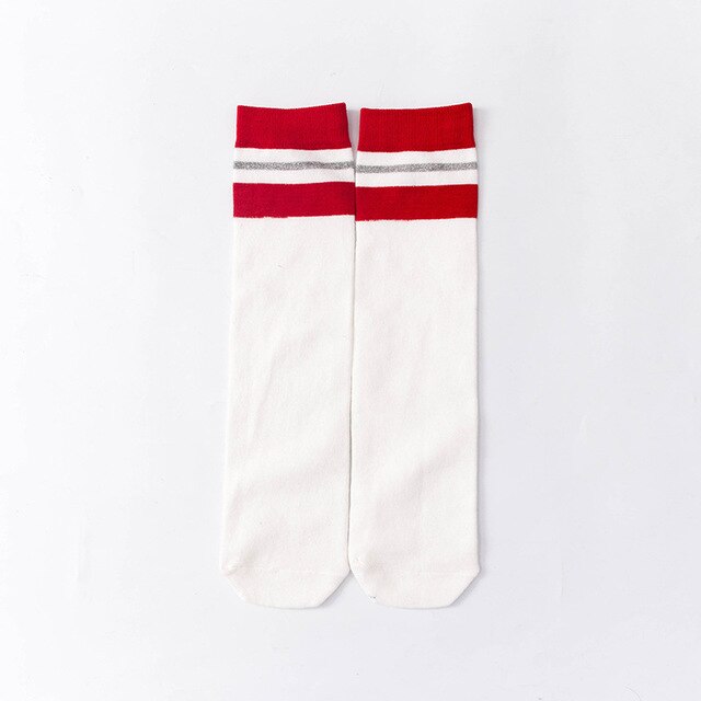 Baby Mädchen Knie Hohe Socken freundlicher jungen Streifen Baumwolle Sport Socken für Mädchen Nette Lange Röhre Socken freundlicher Bein Wärmer socken: Weiß