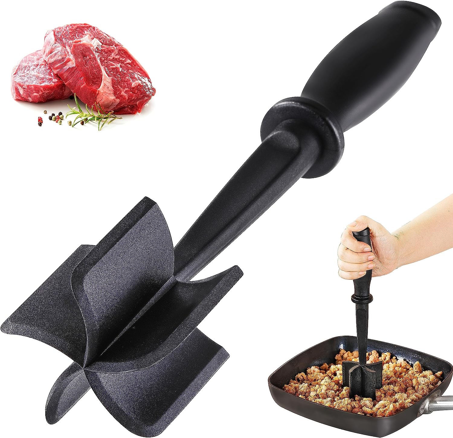 Vleeshakker Hamburger Chopper Aardappelstamper-Professioneel Multifunctioneel Hittebestendig Nylon Gemalen Rundvlees Smasher Keukengereedschap