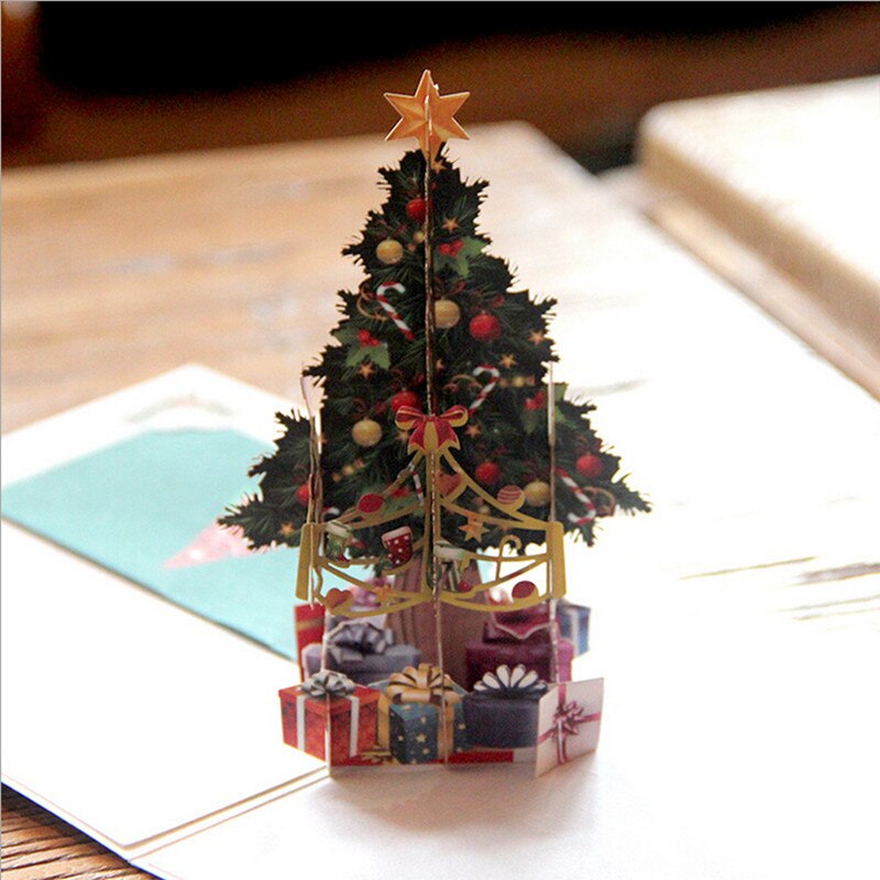 3D Christmas Tree Greeting Cards Paper DIY Hand Made Christmas Souvenirs Postcards Year Event Party Supplies YL978221