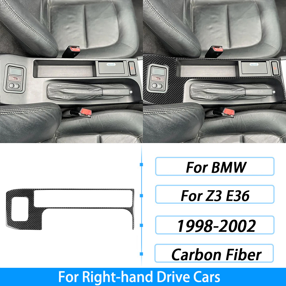 For BMW Z3 E36 1998-2002 Real Carbon Fiber Inner Door Panel Decorative Strip Car Interior Decoration Styling Accessories Sticker: black
