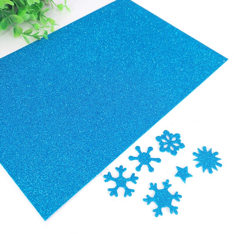 Fiocchi di neve di natale stelle giocattoli artigianali bambini creativi fai da te Glitter stelle fiocchi di neve paillettes carta spugnosa materiale manuale giocattoli: Sku Blue