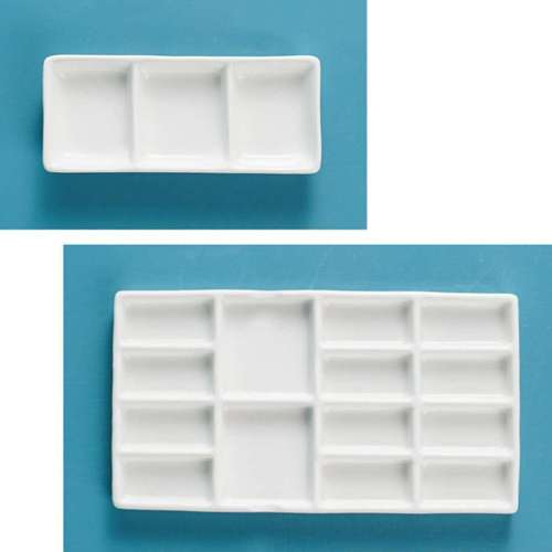 Palette d'aquarelle en céramique de , rectangulaire, multi-grille, pour peinture gouache, fournitures d'art en acrylique: 3 cells and 14 cell